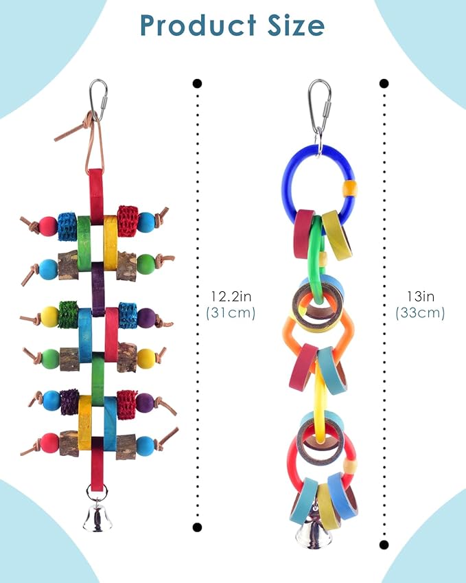 Bissap 2 PCS Bird Chew Toys, Multicolored Bagel Cascade Bird Parrot Toy Biting Paper Cardboard Olympic Rings Conures Toys for Amazon Cockatiels Cockatoos Macaws and Similar Sized Pet Birds