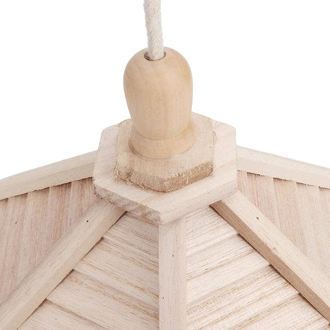 Bird Feeder for Outdoor, 24.5×20×20cm Wooden Hanging Birdfeeder Building Kits Birds Nests Ornaments Feeder Food Container with Hang Rope
