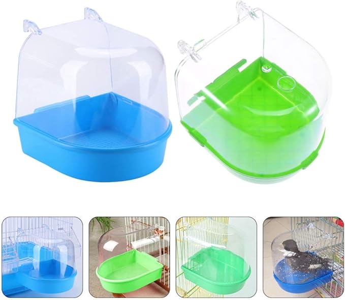 GANAZONO Bird Bathtub Hanging Bath Box for Small Pet Birds Parakeets Lovebirds Cage Accessory Bird Bath Deep Bowl for Health and Cooling