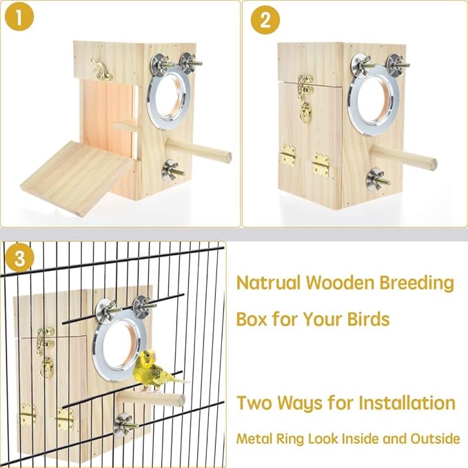 Bird Nest Box Parakeet Breeding Nest Box Bird Nest House Wooden Acrylic Transparent Breeding Box for Finch Lovebirds Cockatiel Budgie Conure Parrot