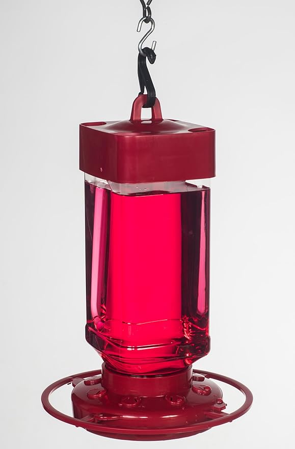 First Nature, 32oz. Hummingbird Square Bee Proof Feeder, Economical 32 Oz Bottle: Makes Up to 128 Oz of Nectar When Mixed with Water, 993055-306