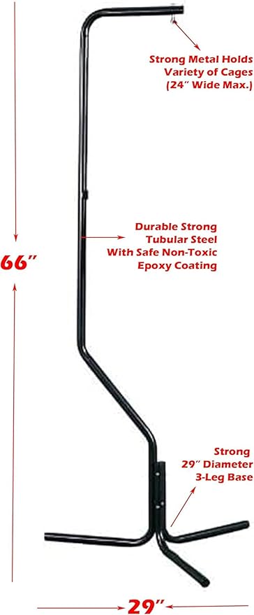 Mcage Tubular Steel Hanging Hanger Bird Cage Stand with Metal Hook