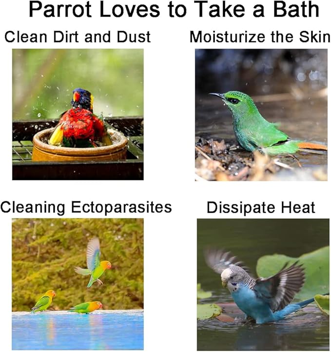 Bird Bath Tub, Hanging Bathtub Bird Cage Supplies with Hooks, Caged Bird Bath Bird Cage Parrot Supplies Bathing Tub, for Small Brids Lovebirds Canary Finches