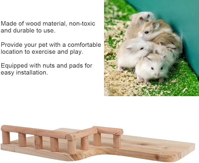 Birdcage Stands Hamster Climbing Platform, Wooden Rest Platform with Railing Small Pet Wooden Toys for Guinea Pig Chinchilla Small Animals Climbing