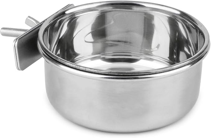 Hypeety Stainless Steel Food Water Bowl for Pet Bird Crates Cages Coop Dog Cat Parrot Bird Rabbit Pet (Medium,4.7 * 2.1in)