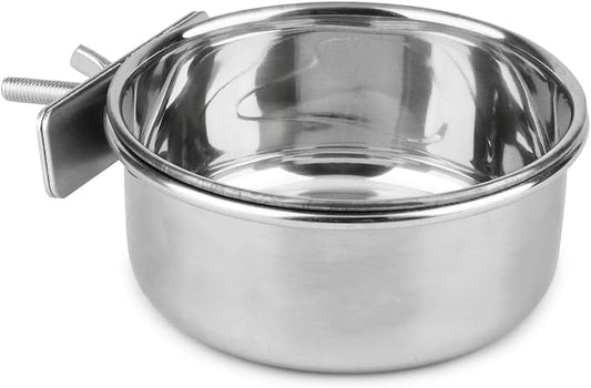 Hypeety Stainless Steel Food Water Bowl for Pet Bird Crates Cages Coop Dog Cat Parrot Bird Rabbit Pet (Medium,4.7 * 2.1in)