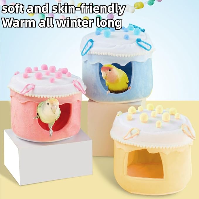 Bird Plush Nest Bed Hanging Soft Warm Hammock for Birds Parrot Parakeet Cockatiel Conure Budgie Finch Lovebirds Quaker Hamster Rat (Yellow)