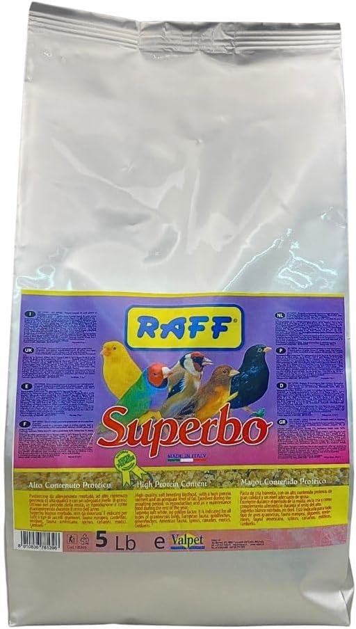 Raff SuperBo 5Lb Moist Bird Feed – Nutrient-Rich Soft Food for Granivorous Birds, Ideal for Canaries, Finches & Softbills, No Dore Formula, Supports Healthy Growth & Digestion