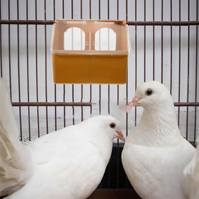 Toddmomy Pigeon Plastic Feeder, 3Pcs Quail Bird 2 Hole Food Feeding Hanging Box Water Dispenser for Bird Poultry Pigeon Parrot Parakeet Budgie Cage Accessories