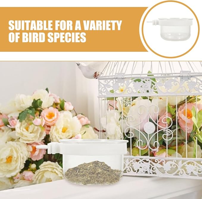 balacoo Small Bird Food and Water Bowl Detachable Acrylic Cage Feeder Cup for Parrots Cockatiels Convenient Hanging Bird Feeding Dish