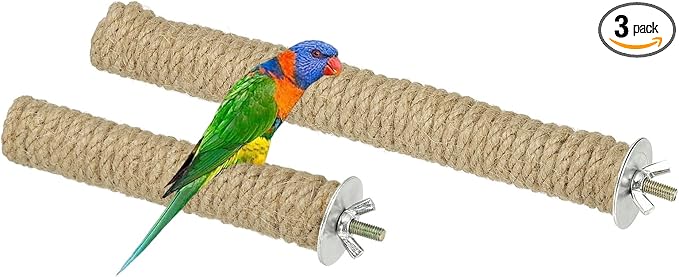 Parrot Perch, Wooden Parrot Perch Stand Toy, Paw Grinding Stick, Bird Cage Accessories, 2 Sizes (Wood Color, 3 Pcs) Birds Toys Intended for Cage/Parakeets/Conure/Budgie