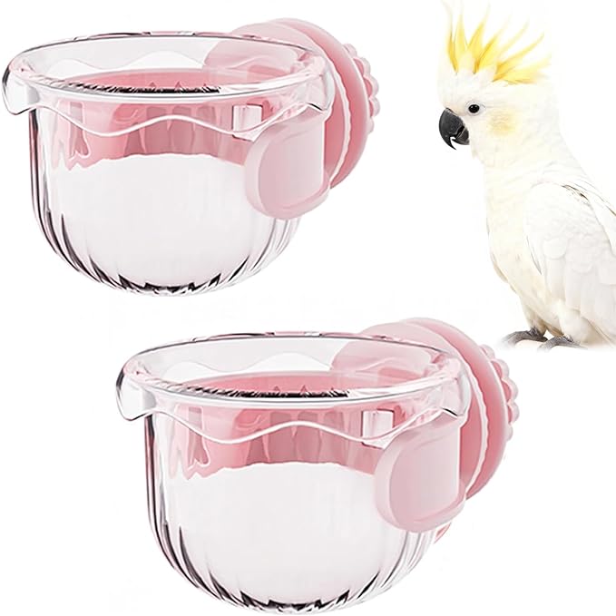 Parrot Feeder Set - 2-Piece Hanging Parrot Feeder for Bird Cages, Suitable for Cockatiels, Lovebirds, Macaws, and Other Pet Birds (Pink)