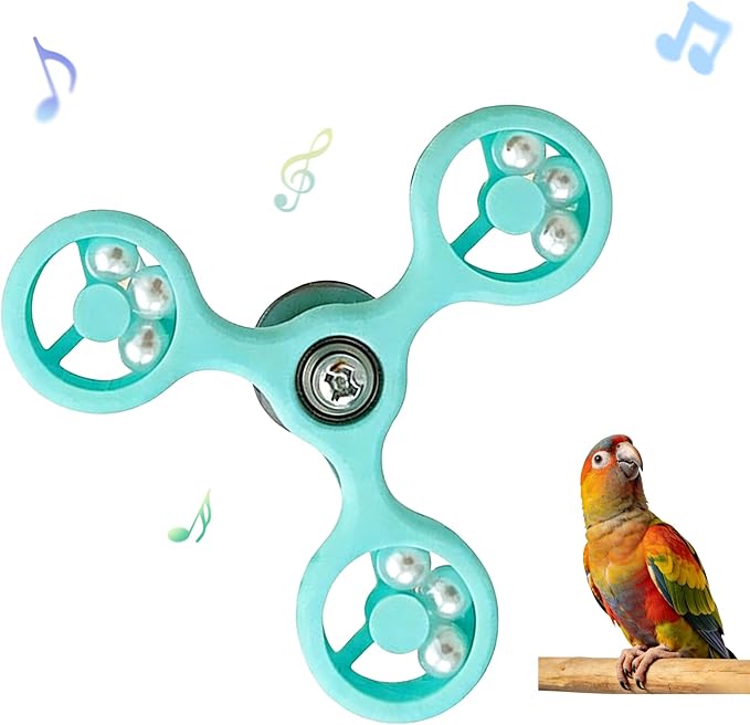 Spinning Bird-Toys Bird Cage Toys & Bird Perch Parrot-Parakeet Budgie Cockatiel Conure Macaw Chicken Parrot Enrichment Cage Accessories Small Animal Chewing Toy (Cyan Spinner)