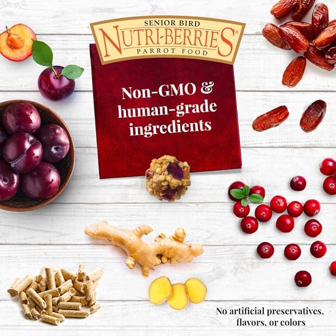 LAFEBER'S Senior Bird Nutri-Berries Pet Bird Food, Made with Non-GMO and Human-Grade Ingredients, for Parakeets & Cockatiels (10 oz Pack of 2)