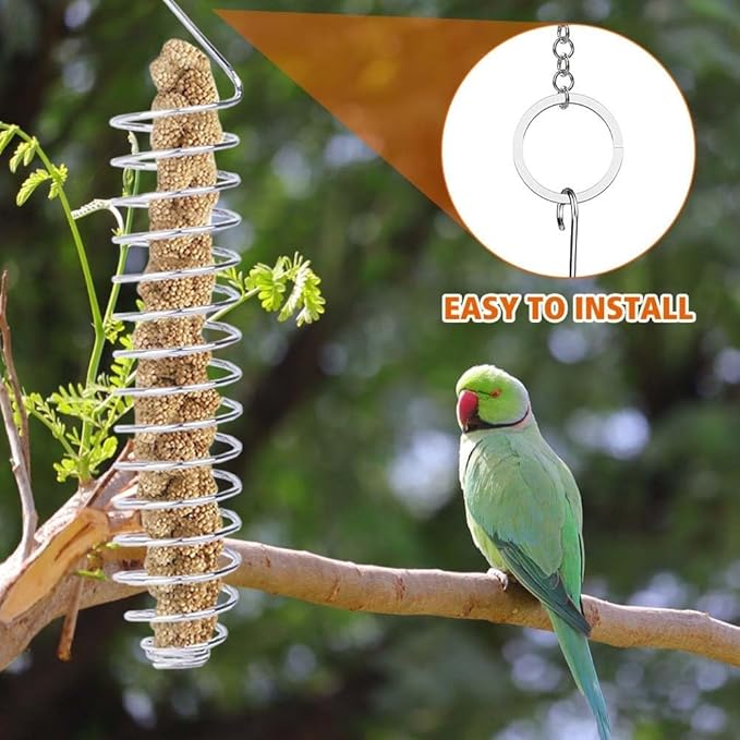 2PCS Bird Food Holders, Stainless Steel Parrot Feeder Basket Bite Resistant Bird Fruit Vegetable Skewer for Parrot Finch Canary Cockatoo
