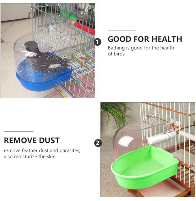 GANAZONO Bird Bathtub Hanging Bath Box for Small Pet Birds Parakeets Lovebirds Cage Accessory Bird Bath Deep Bowl for Health and Cooling