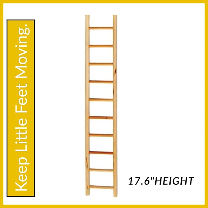 Wooden Bird Ladder 11 Step Climbing Toy 17 Inch Parrot Cage Accessory Interactive Exercise Perch Durable Natural Wood for Parrots Cockatiels Budgies Finches Conures Lovebirds Cage Decor