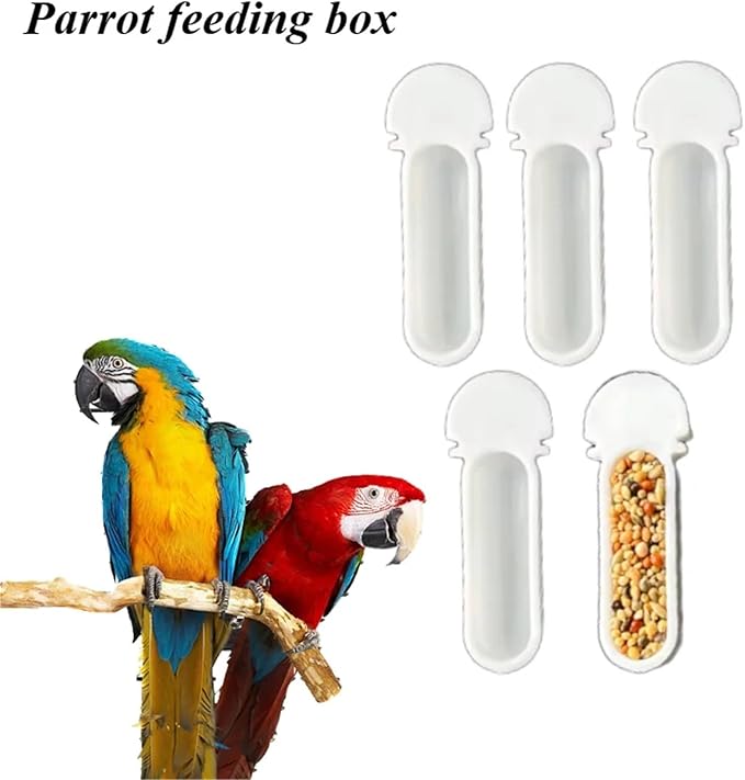 60pcs Small Bird Food Cup Convenient Hanging Feeder Box for Canary Finch Size Comederos para Pájaros(White)