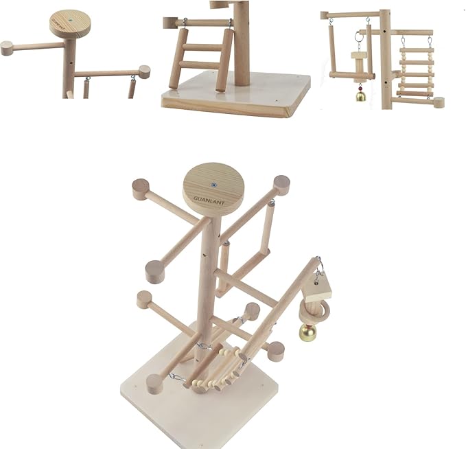 UANLANT Bird Playground Parrots Play Stand Parakeets Play Gyms Set Toy Birdcage Stand Perch Table Top Activity Center Conures Wood Playpen Platform Ladder Swing for Cockatiel Budgies Lovebirds