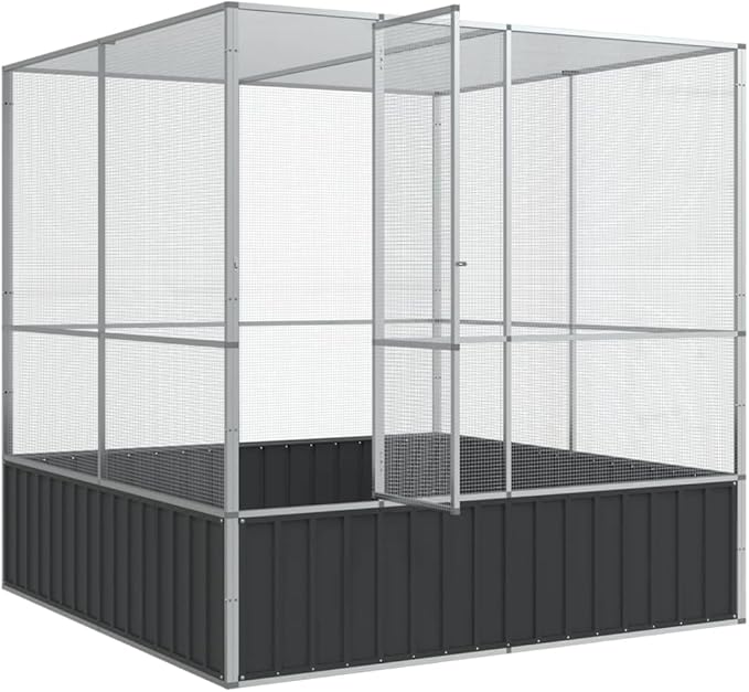 Galvanized Steel Large Flight King Bird Cage, Steel Outdoor Aviary, Outdoor Indoor Large Bird Cage Aviary Pet House for Cockatiels African Parakeets, 83.1"x81.5"x83.5",-302