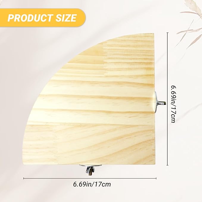 Bird Perches Platform Stand,Birds Platform for Cage,Wooden Perch Corner for Parrots,6.7 Inches Fan Shape Wooden Small Animals Cage Accessories