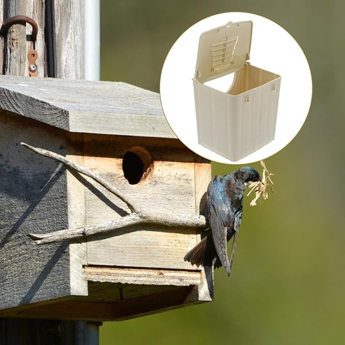 Mikikit Bird Breeding Box Plastic Nest with Hinged Lid for Cockatiels Parakeets and Lovebirds Cage Mounted Breeding Resting Box 5.11X5.11X3.93 Inches