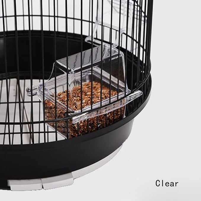 2 Pack Bird Cage Feeder – Clear Water Bowl & Food Container with Perch | No Mess Design for Parakeets, Bird Cage Accessories for Clean Feeding