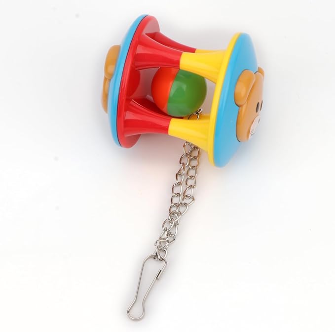 Hypeety Parrot Colorful Ball Toys with Bell Cage Hanging Chewing String for Parakeet Conure Cockatiel Small Medium Birds (A)