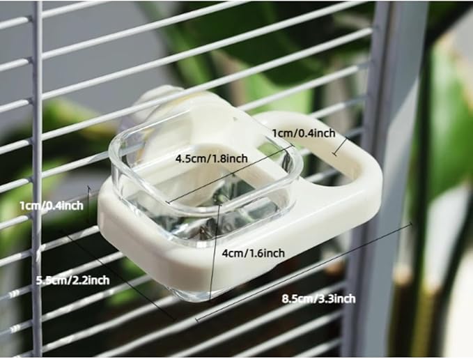 Bird Cage Feeder Portable Bird Plastic Feeding Dish Cup Detachable Bowl with Perch for Parakeet Budgies Cockatiel Lovebird Small Birds (Square,Coffee)