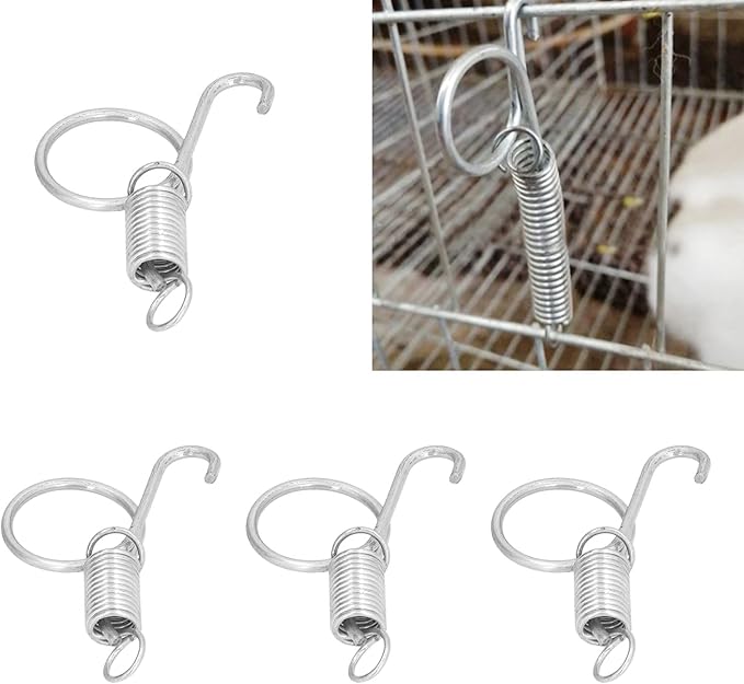 Spring Cage Door Hook, 20PCS Cage Door Spring Hook Metal Finger Spring Latch Hook for Fixing Rabbit Pet Cage Door Farming Equipment(S)