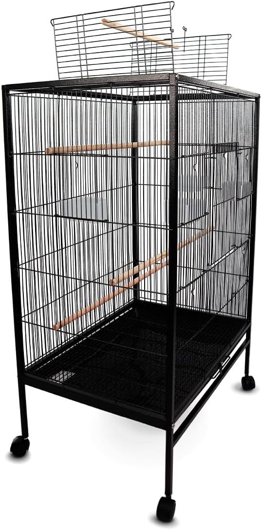Spacious Bird Cage | 95 x 43 x 61.5 cm | 8 Access Points | Feeders & Waterers | Wheels | Removable Tray | Nymph | Mobiclinic