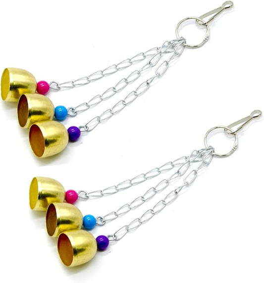 2 Pack Pet Parrot Bell Toy, 6Pcs Stainless Steel Hanging Bells Bird Chewing Toy for Bird Parrot Conure Cockatoo Macaw African Grey Parakeet Cockatiel Lovebird Finch Cage