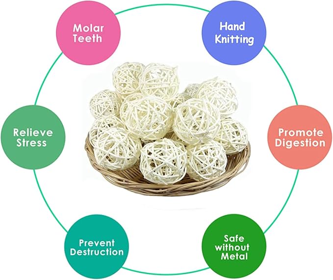 Tfwadmx 10 Pcs Willow Ball, Bird Foraging Toys, Small Animal Chew Toy Activity for Parrot Macaw Hamster Guinea Pig Rat Parakeet Cockatiels Conure Finch Budgerigar Lovebird