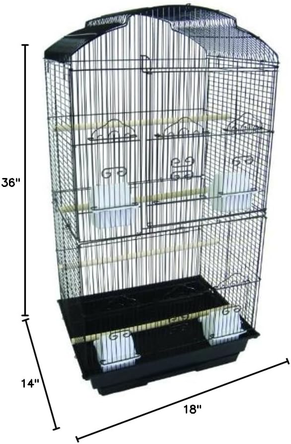 YML 3/8-Inch Bar Spacing Tall Shell Top Bird Cage, 18-Inch by 14-Inch, Black