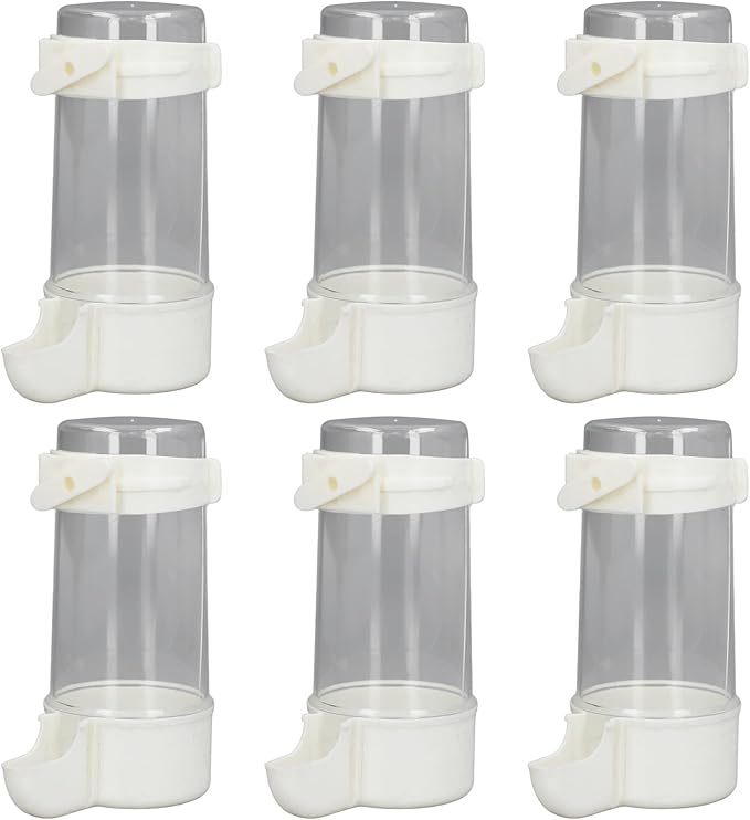 Pet Bird Hanging Water Feeder, 6Pcs EcoFriendly Automatic Bird Cage Water Feeder for Finches (200ml)