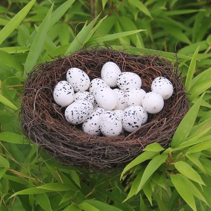 Ipetboom Artificial Bird Nest, 4pcs Imitated Bird Nest Birds Egg Nest Rattan Bird Nest Simulation Twig Bird Nest