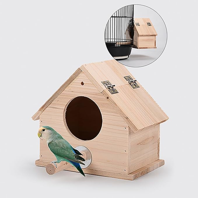 OMEM Wooden Parrot Breeding Box Birds Nests Parrot House Wooden Breeding Box Birdcages Stand Accessories