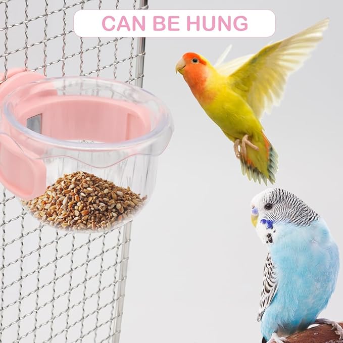2 Pack Bird Feeding Dish Cup Water Bowl Cage Feeder Accessories for Canary Finch Parakeet Budgie Cockatiel Lovebird