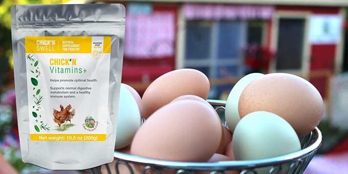 Chick'n Vitamins, Vitamins for Poultry and Backyard Chickens- Supplement from Chick'N Swell Brand for All Fowls, Birds and Ducks of All Ages. with B12-10.5 oz