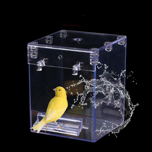 Bath Cage, Cleaning Pet Supplies Cockatiel Bird Bathtub with Hanging Hooks for Small and Medium Birds Parrots Spacious Parakeets Portable Shower for Square Birdcage
