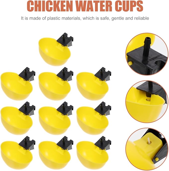 Ipetboom 10Pcs Automatic Bird Water Dispenser Small Pigeon Feeder Quail Chicken Cage Waterer Practical Pet Drinking Bowl 3.54X3.14X1.57In