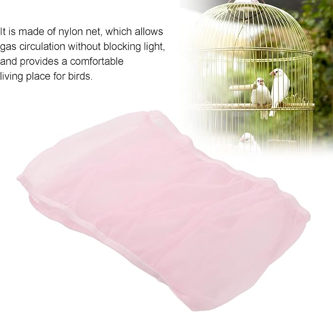 Net Yarn Bird Cage Cover, Adjustable Soft Dust Proof Net Yarn Bird Cage Net Cover, Bird Cage Cover Seed Catcher Parrots Cage Accessories for Parrot Parakeet Macaw (L Large Size)