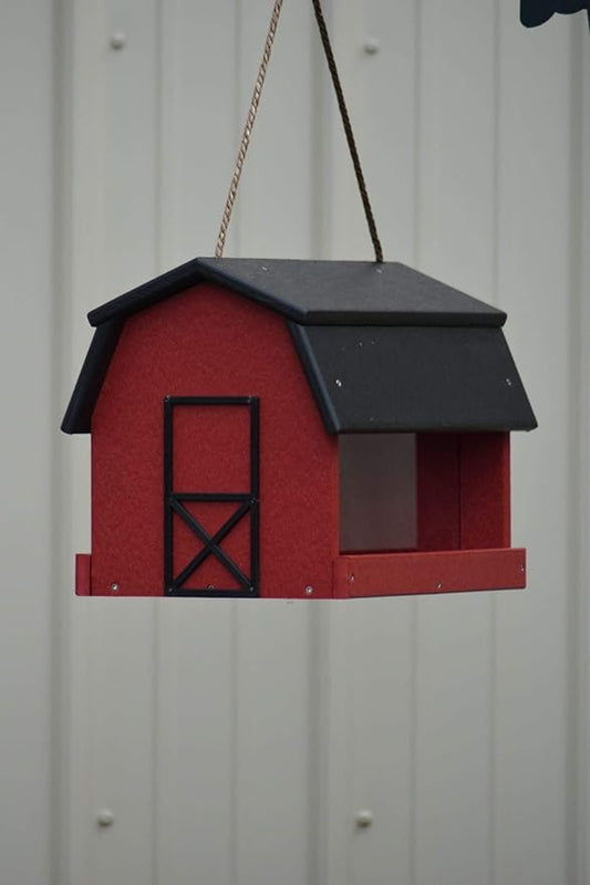 Poly Lumber Mini Barn Large Handcrafted Hanging Bird Feeder, Song Bird Essentials