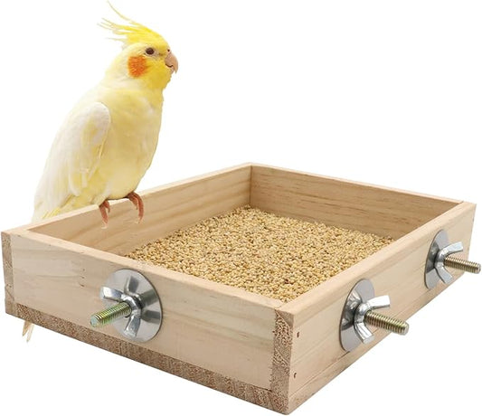 Bird Cage Accessories, Wooden Food Dish for Small to Medium Birds, Bird Feeder for Cage, Food Bowl for Budgie, Cockatiel, Lovebird, Conure, Parakeet, Canary, Kakariki