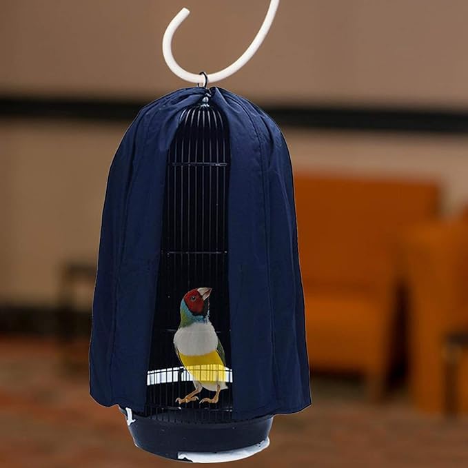 Round Dome Top Bird Cage Cover Shield Birdcage Cover Thicken Nylon Pet Parrot Cage Cover Good Night Cover Black-Out Birdcage Cover Washable Birds Cage Seed Catcher Cover