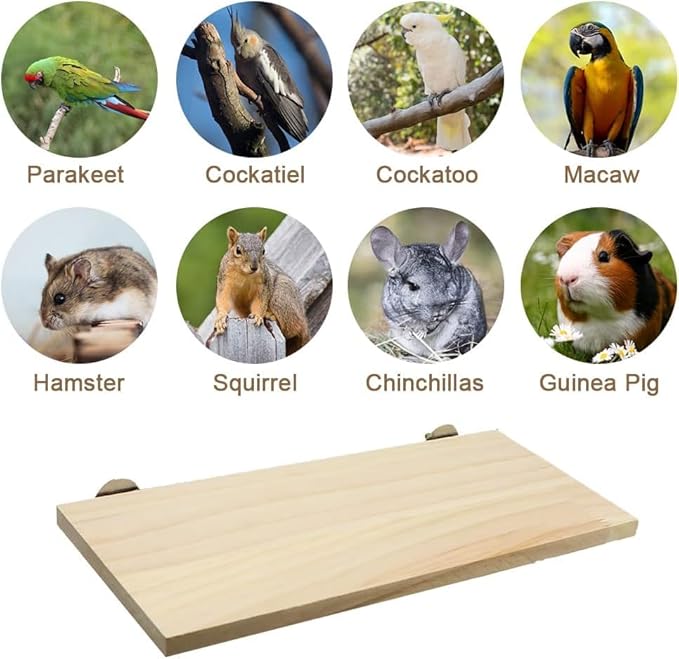 Litewoo Parrot Bird Wood Perch Platform Large Stand Shelf for Birds Budgie Parakeet Cockatiel Conure Cockatoo Macaw African Grey (2PC)