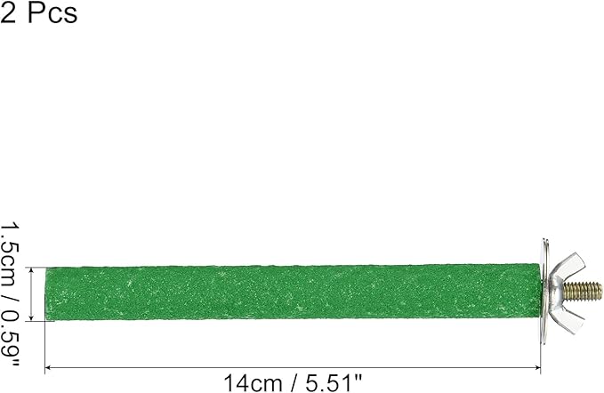 PATIKIL 0.6x5.5 Inch Bird Cage Perch, 2 Pack Parrot Stand Paw Grinding Stick Bird for Parakeet Cockatiel Cage Accessories, Green