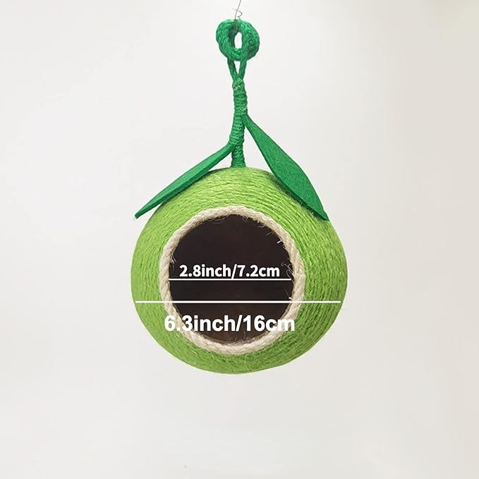 Nest for Birds Bird Nest House Natural Coconut Shell Simulation Birdhouse Grass Bird Hut Parakeet Nesting Box (Green)