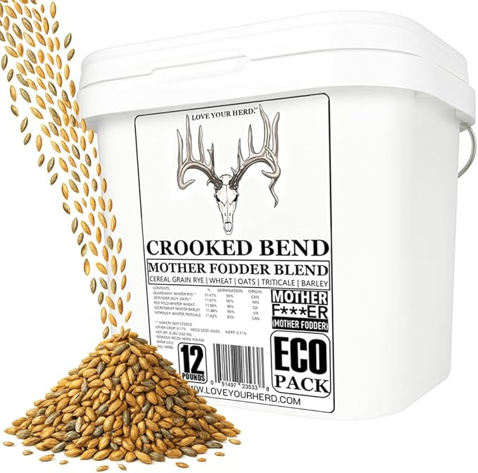 Crooked Bend Mother Fodder Blend, 12LB EcoPack, Grain Seeds for Bird Food & Growing Fresh Green Grass Sprouts to Feed Pet Rabbits, Cows, Horse, Chicken, Goat, Sheep, Quail, Dog, Cat, Duck & Tortoise