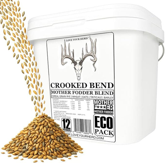 Crooked Bend Mother Fodder Blend, 12LB EcoPack, Grain Seeds for Bird Food & Growing Fresh Green Grass Sprouts to Feed Pet Rabbits, Cows, Horse, Chicken, Goat, Sheep, Quail, Dog, Cat, Duck & Tortoise